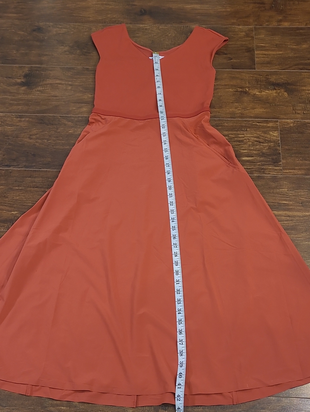 Athleta Sleeveless V-Neck Midi Dress in Burnt Orange Size Small - Picture 9 of 9